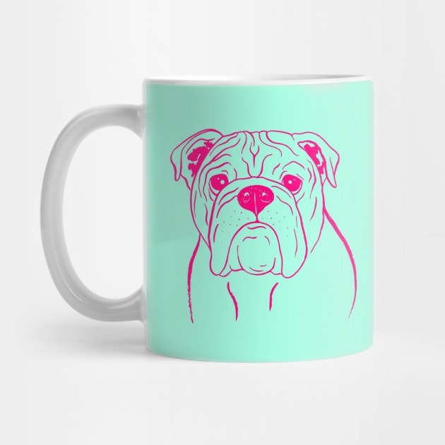 English Bulldog (Mint and Hot Pink) by illucalliart